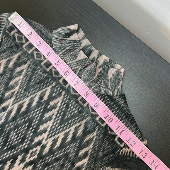 Nylon Apparel Southwest Aztec Print Mesh Sheer Bodysuit Mock Neck Medium - Picture 10 of 12